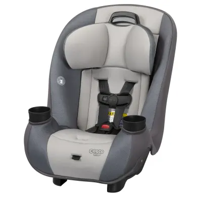Cosco Entrada convertible car seat, charcoal fabric, 5-point harness and adjustable headrest.