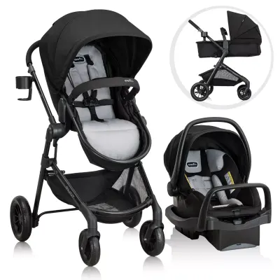 Evenflo Pivot Modular travel system with LiteMax infant car seat and anti-rebound bar
