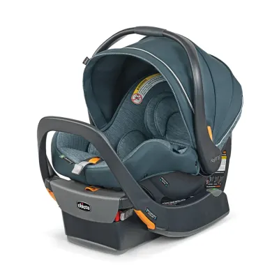 Chicco KeyFit Max Zip ClearLux infant car seat, gray fabric, zip-off cover and canopy.