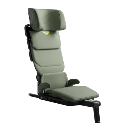 Upby Axkid high-back booster car seat with adjustable headrest and padded side wings