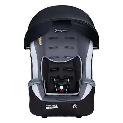 Baby Trend Trooper Plus convertible car seat in black and gray, five-point harness.