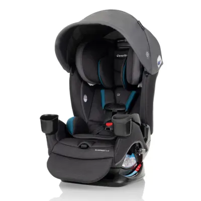 Evenflo All4Stages Slim Plus convertible car seat, slim profile, multi-position infant-to-toddler.