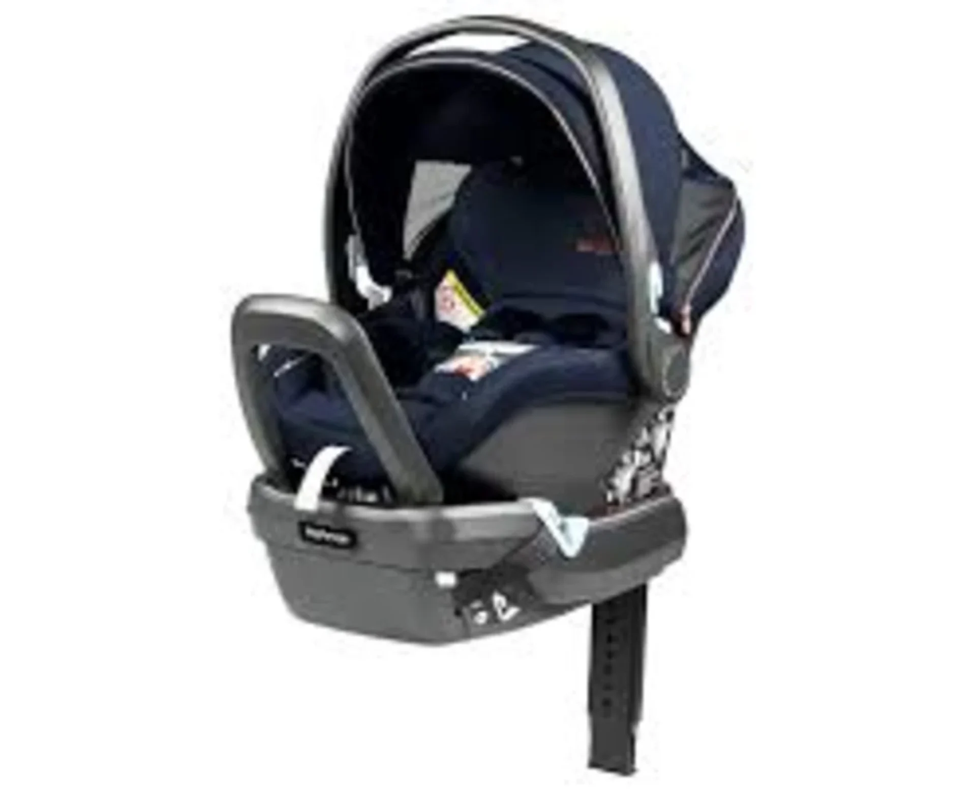 Peg Perego Primo Viaggio 4-35 Nido infant car seat in navy blue with grey ISOFIX base and canopy