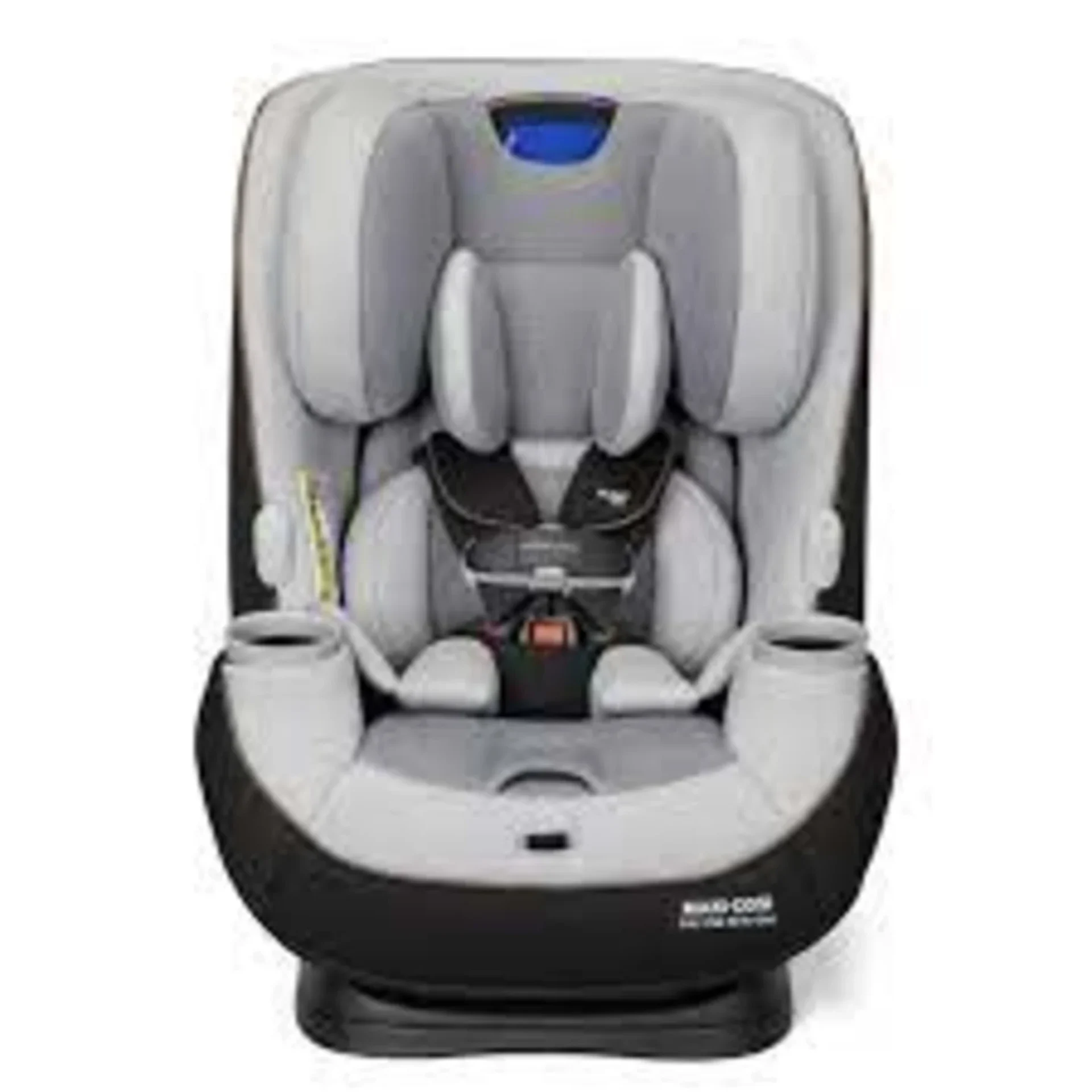Maxi-Cosi Pria Chill convertible car seat in light gray and black with 5-point harness and padded headrest