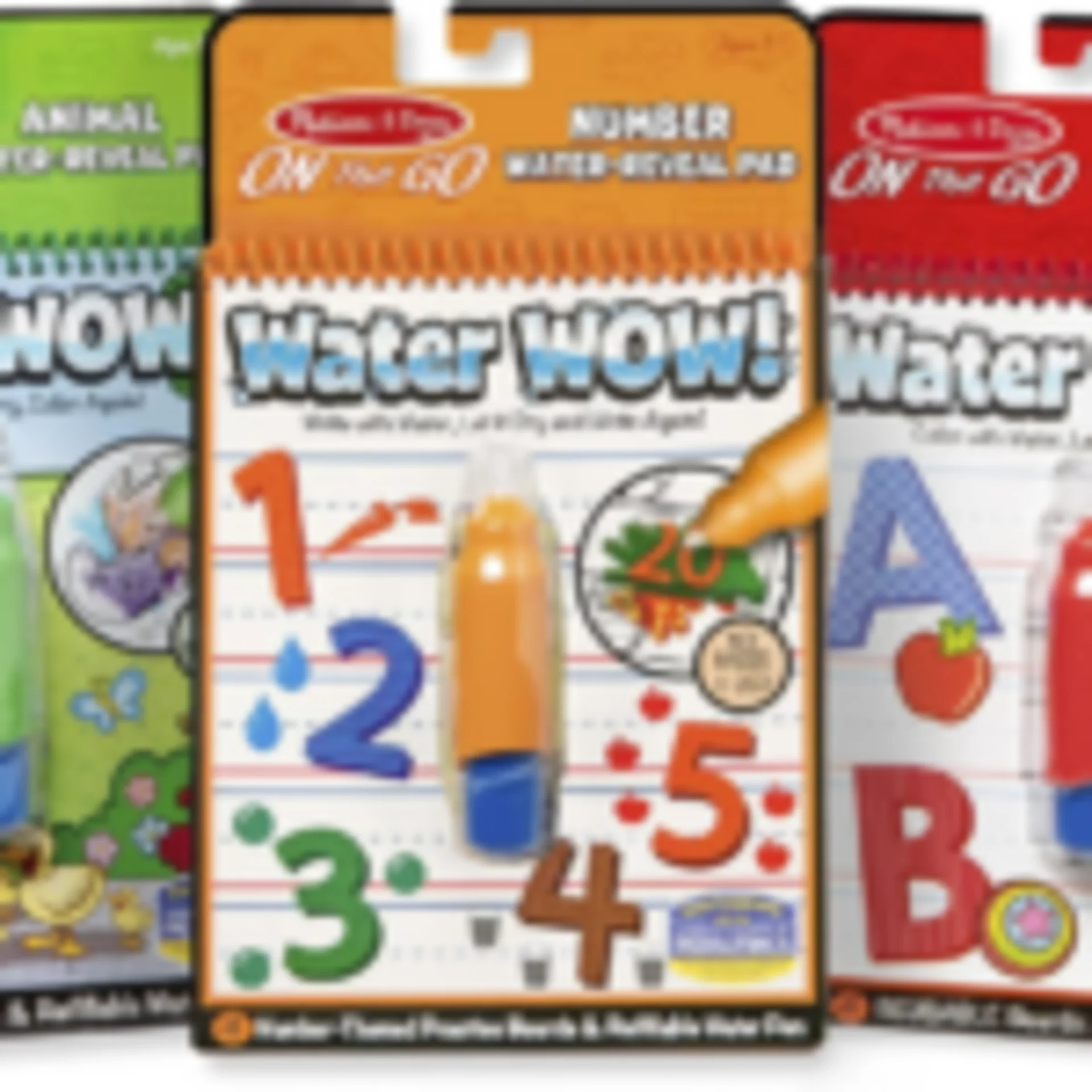Melissa and Doug Water WOW reusable water-reveal activity pads for toddlers in numbers animals and alphabet themes