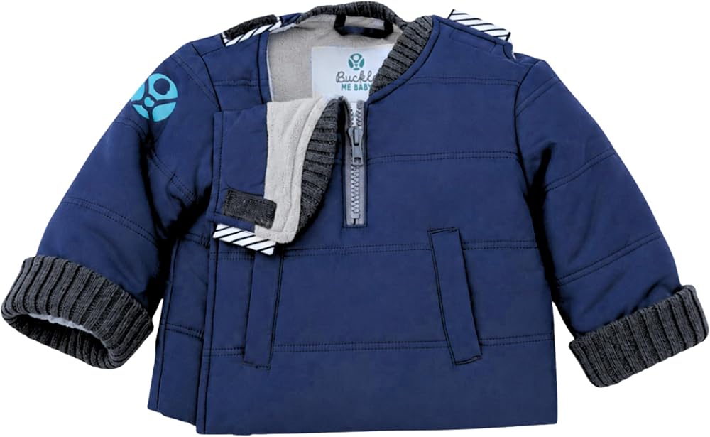 Buckle Me Baby Coat Blue Buckle Me Baby Coat, a car-seat-safe winter jacket for toddlers