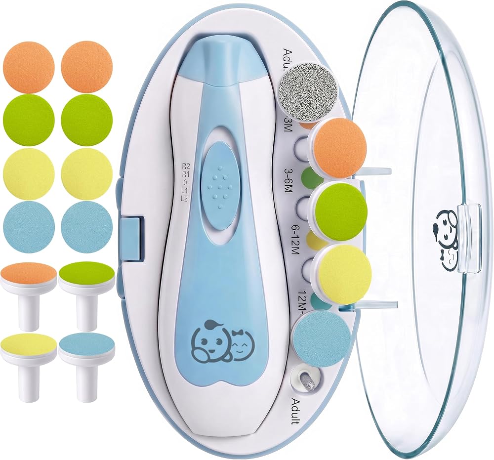 Baby Electric Nail File Kit Royal Angels electric baby nail file with clear case and colorful replacement pads