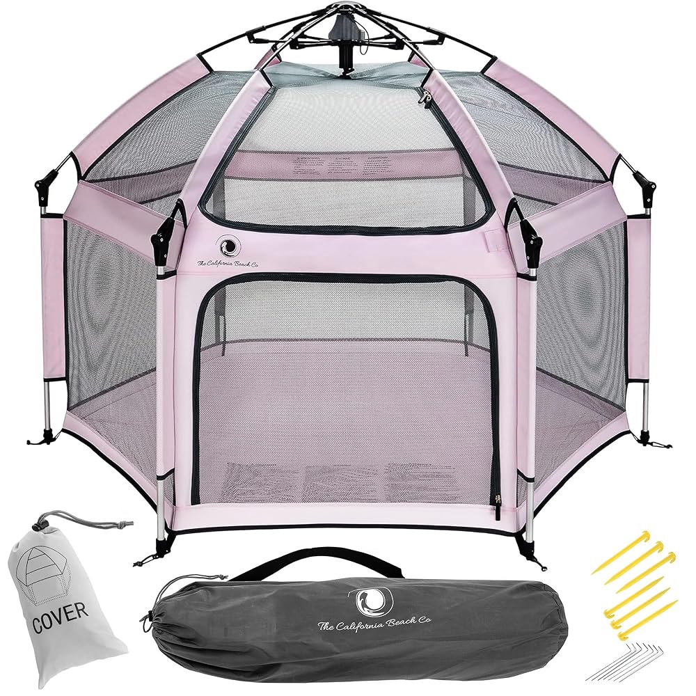 Pop 'N Go Portable Baby Play Yard Pink Pop 'N Go portable baby play yard with mesh sides, carry bag, cover and stakes