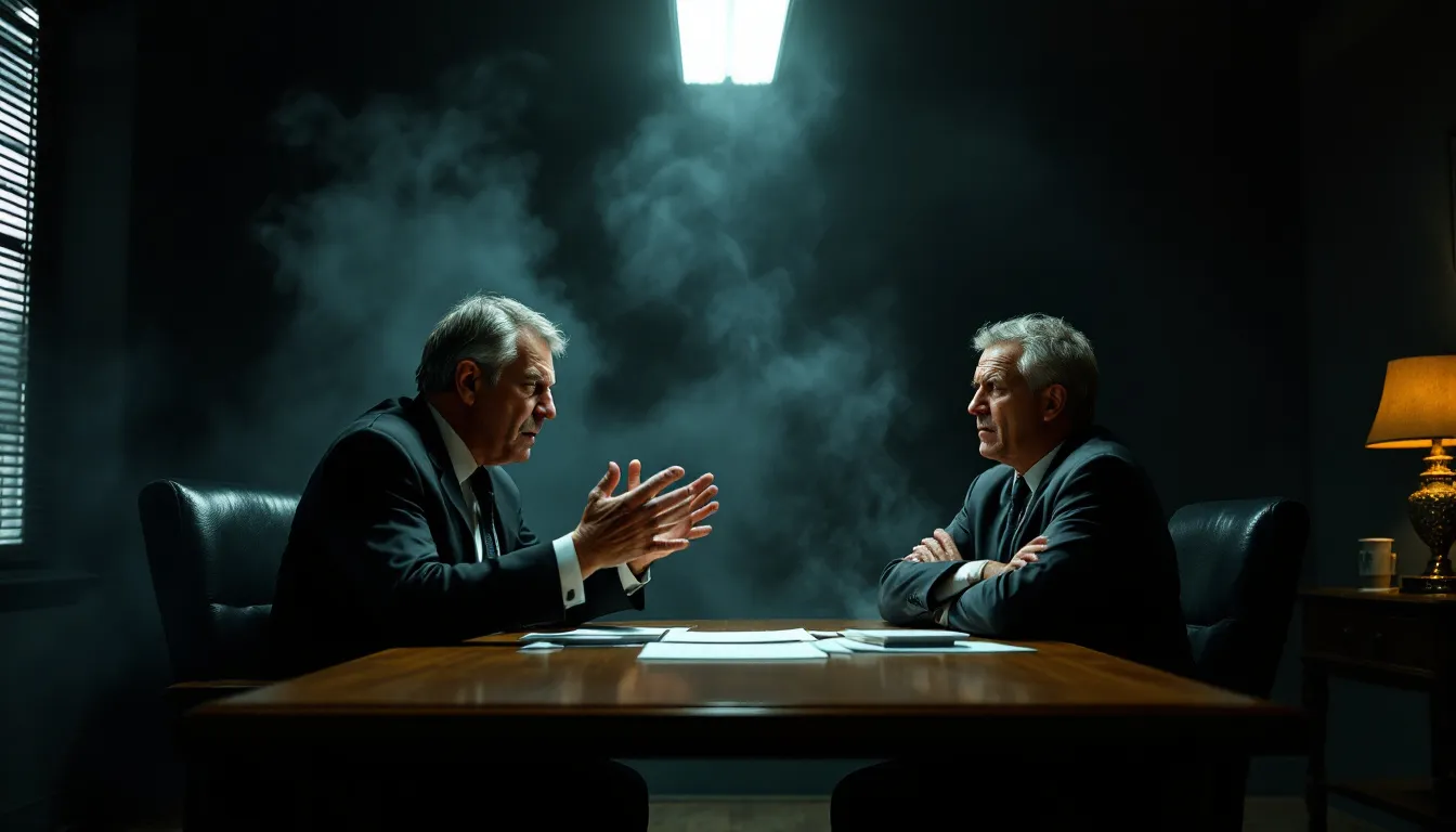 A business dispute lawyer discussing case details with a client.