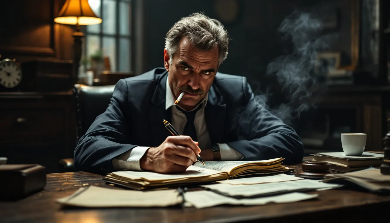 A lawyer preparing legal documents for a business litigation case.