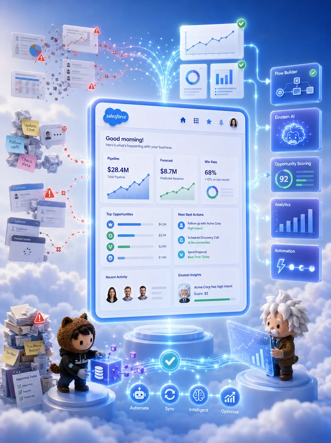 Salesforce consulting and CRM implementation services with AI automation, sales analytics, forecasting, and business process optimization.