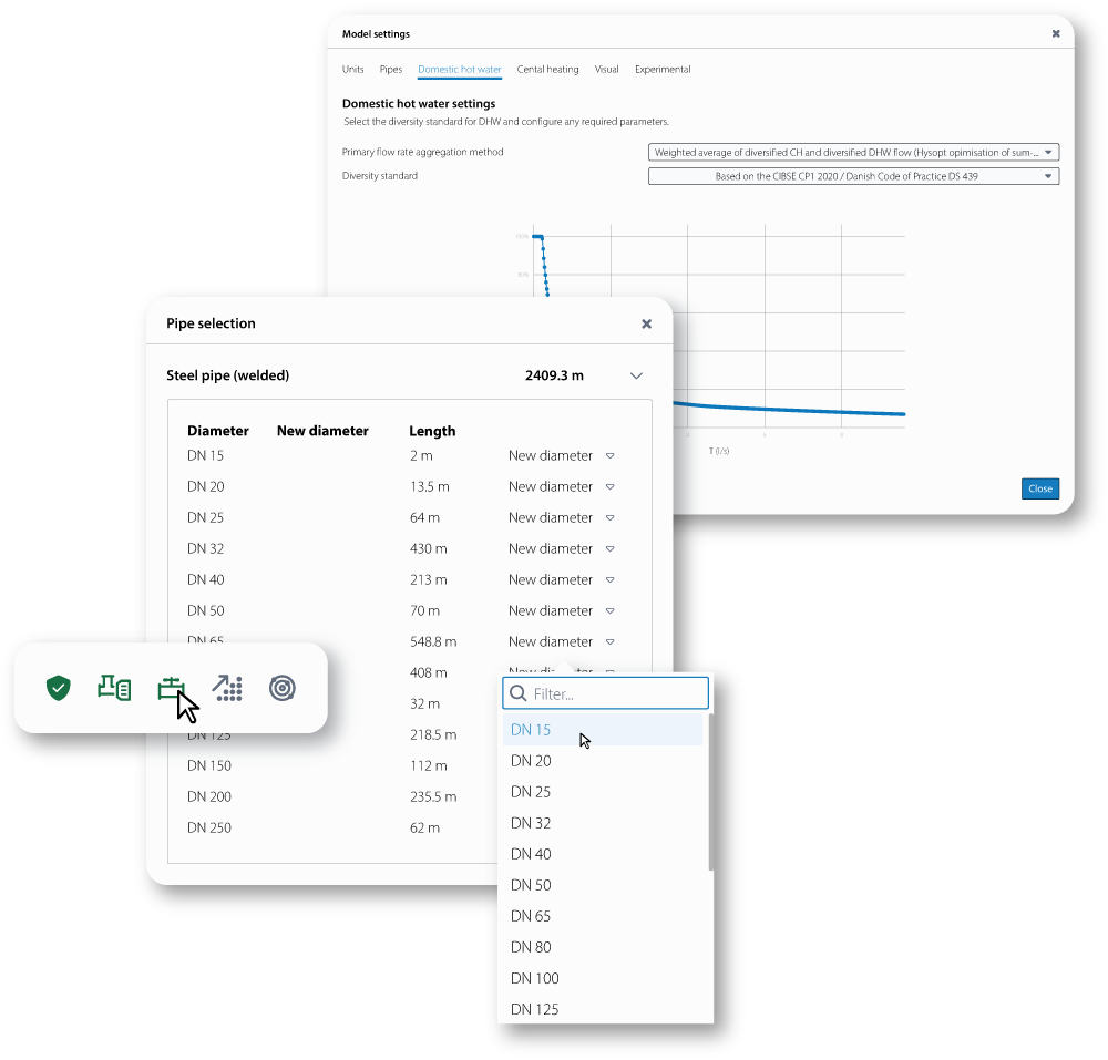 hysopt designer pipe sizing tool