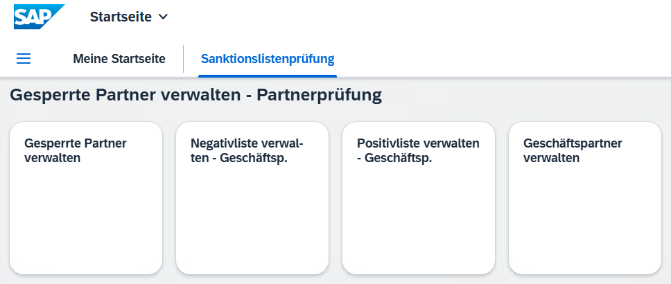 Screenshot SAP Fiori Apps: Sanctions List Check