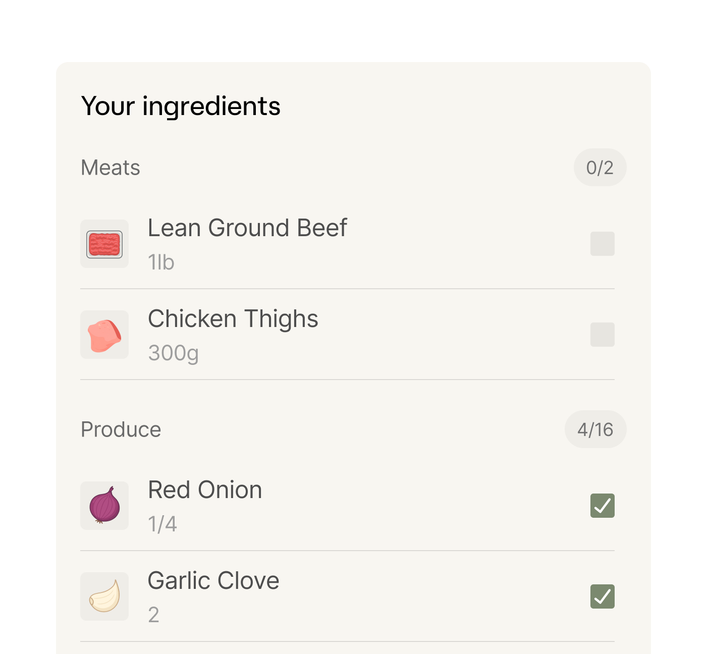 athleats grocery list feature for recipes