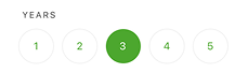 A horizontal list of five circles labeled 1 to 5, with the number 3 highlighted in green and the others outlined in grey.