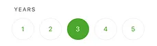 A horizontal list of five circles labeled 1 to 5, with the number 3 highlighted in green and the others outlined in grey.
