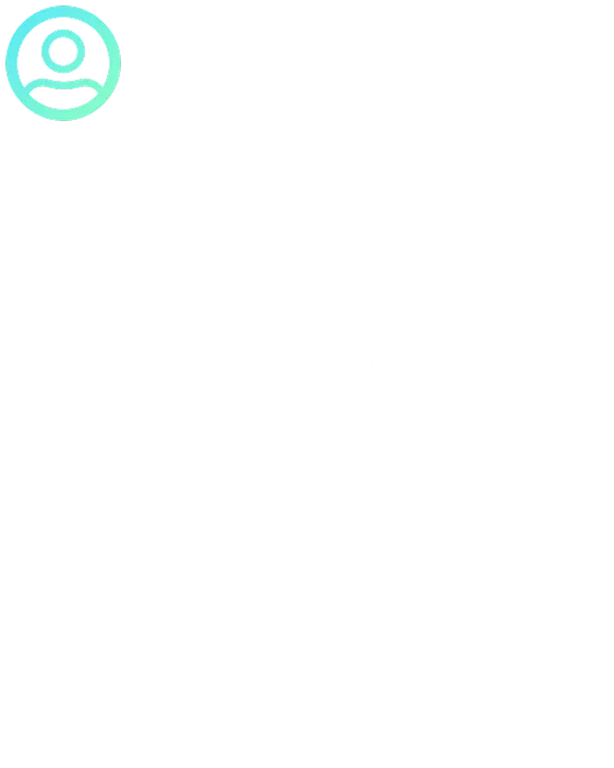 Grid of sixteen icons on black background; top-left icon is a turquoise user profile symbol consisting of a circle with a head and shoulders inside, other icons are white and represent various common user interface symbols such as a clock, chat bubble, settings gear, lock, and magnifying glass.