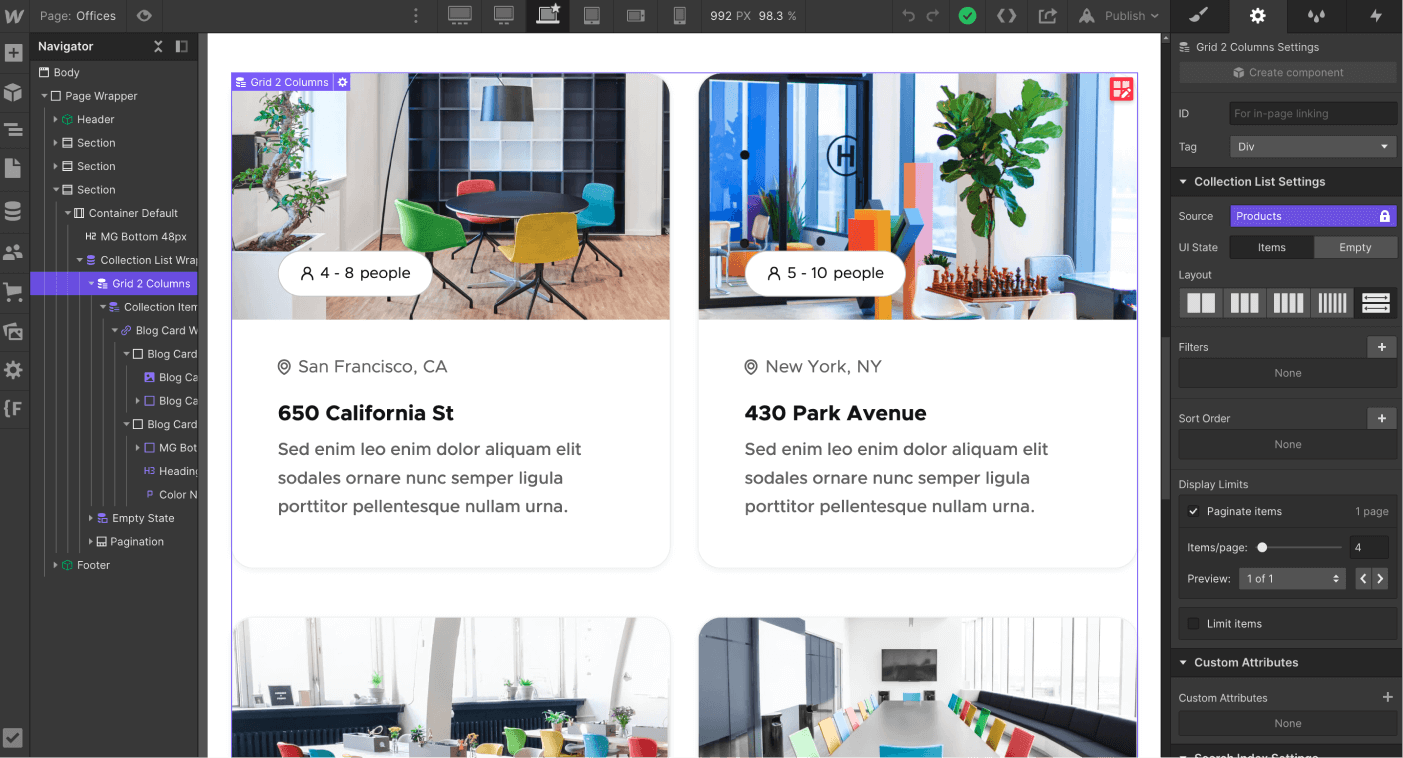 eCommerce Content - Coworking X Webflow Template