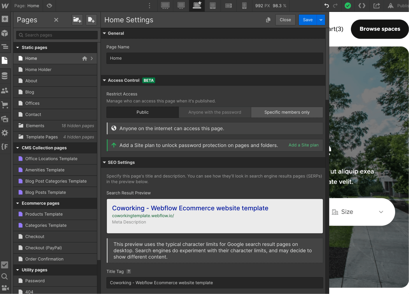 SEO - Coworking X Webflow Template