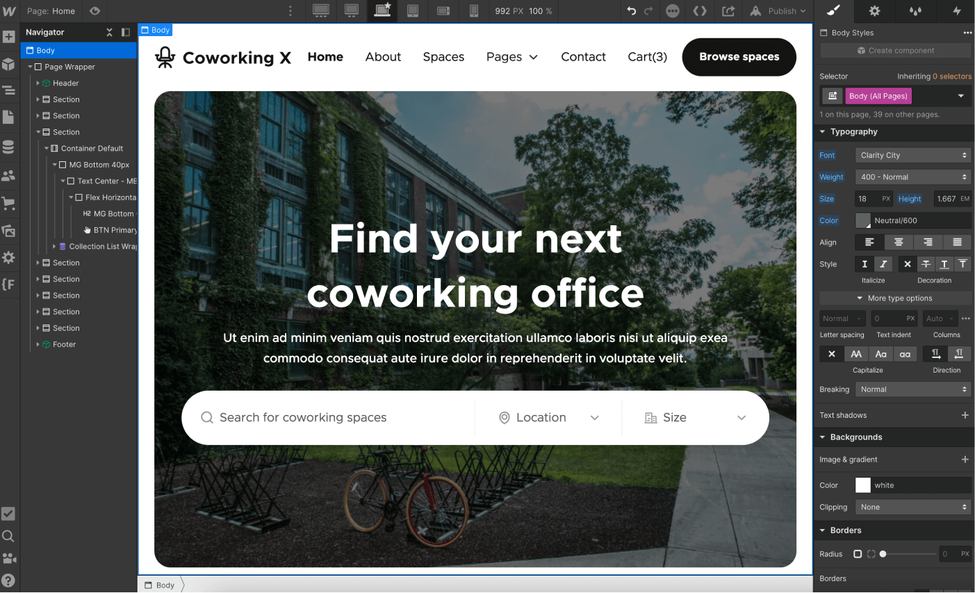 Typography - Coworking X Webflow Template