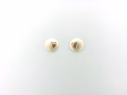 925/- Silber Ohrstecker mit 585/- Rotgold Herz