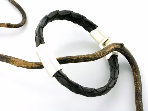 925/- Silber/ Flechtleder Armband 