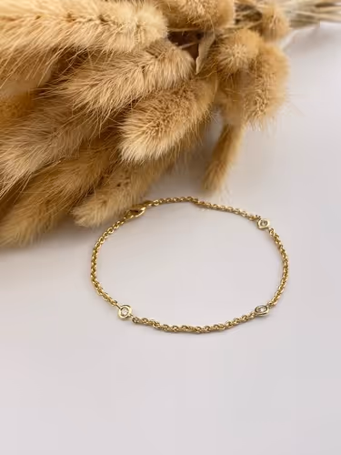 585/- Armband aus Ankerkette mit 3 Brillanten á 0,07ct