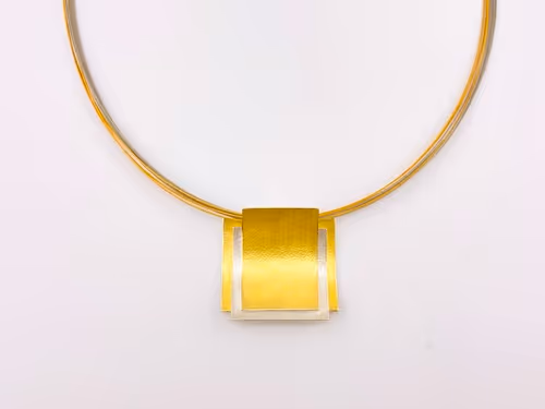 Silber + 900/- Gold Anhänger geschichtet