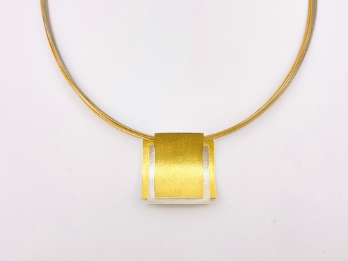 Silber + 900/- Gold Anhänger geschichtet