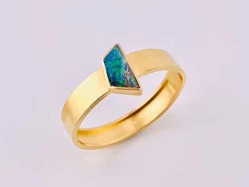 750/- Gelbgold Armreif mit 1 Boulderopal