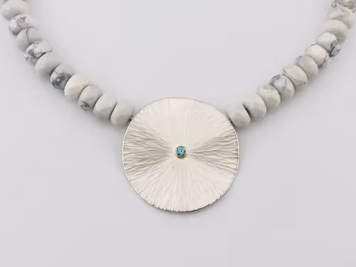 Silber/Gold Wechselschließe mit 1 blauen Zirkon