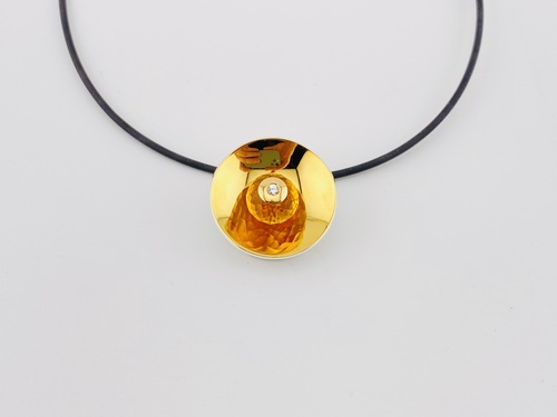 Wechselschließe Silber/Gold mit 1 Citrin