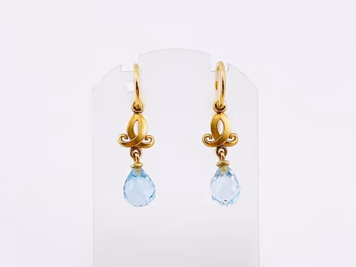 750/ooo Gold Ohrhänger mit Blautopas