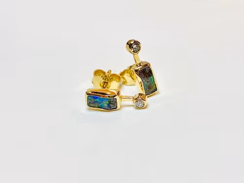 750/ooo Ohrstecker mit Boulderopal und Brillant