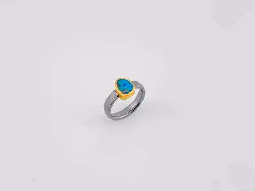 Silber Gold Ring mit 1 Boulderopal