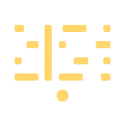 Song timeline icon from the Remixlive app, represented by gold vertical lines of varying lengths arranged in a pattern to symbolize a music bar, set against a transparent background, indicating the structure and progression of a song.