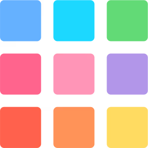 The Remixlive app icon, featuring a grid of nine squares in a range of bright colors from blue to yellow, symbolizing the app's intuitive interface for music sampling and beat making, set against a transparent background.