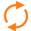 An orange loop icon from the Cross DJ app, representing the concept of looping musical samples, set on a transparent background.