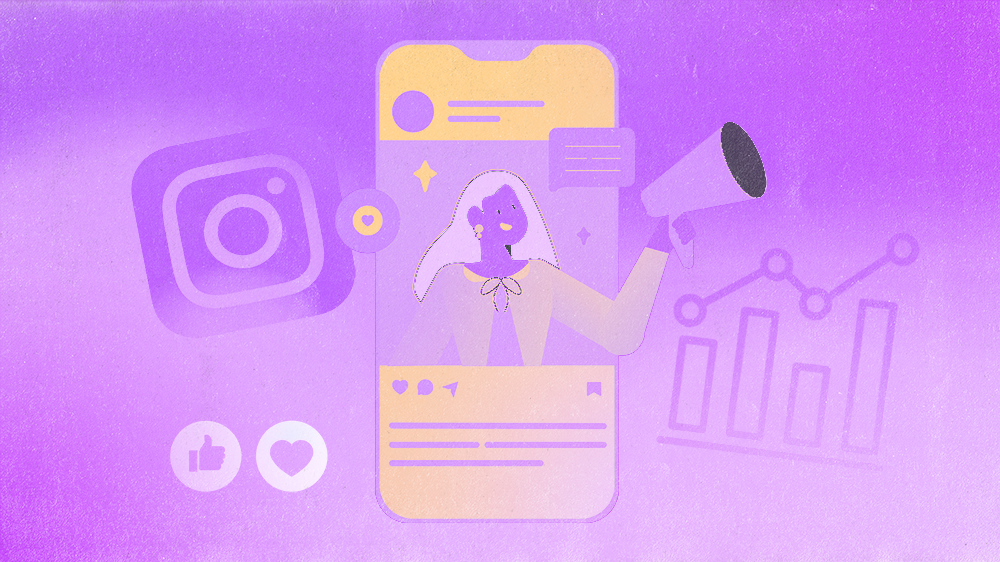 Social media icons and graphs to show growth