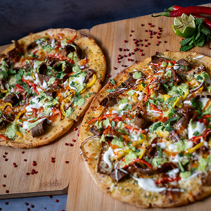 Wood-fired flatbread pizzas at Blackbrook Barns, Lichfield, Staffordshire