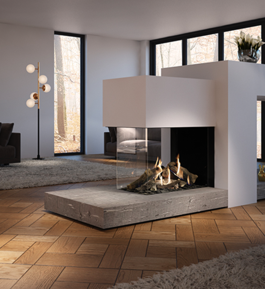 Gaskamin von Attika mit modernem Design und Fernbedienung