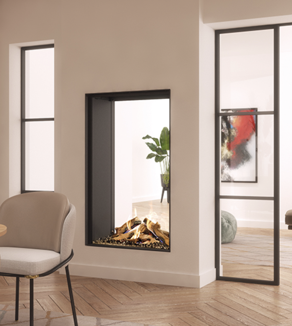 Gaskamin von Attika mit modernem Design und Fernbedienung