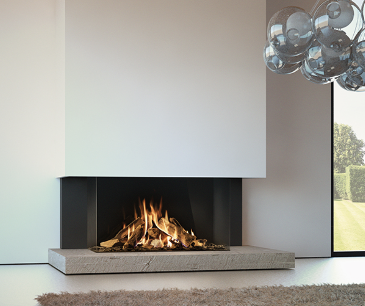 Gaskamin von Attika mit modernem Design und Fernbedienung