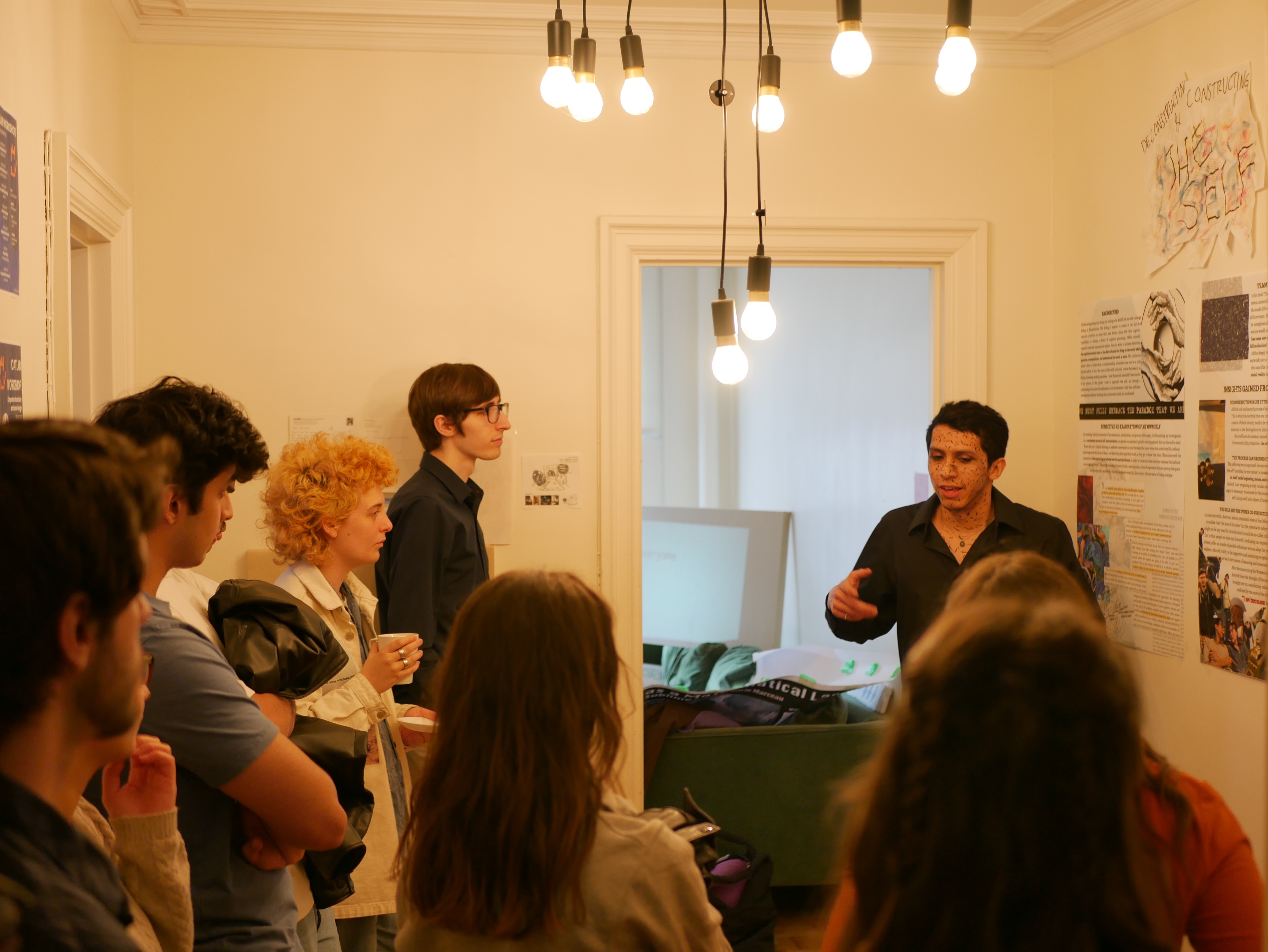 Drawing a poster on a the floor with dogs!