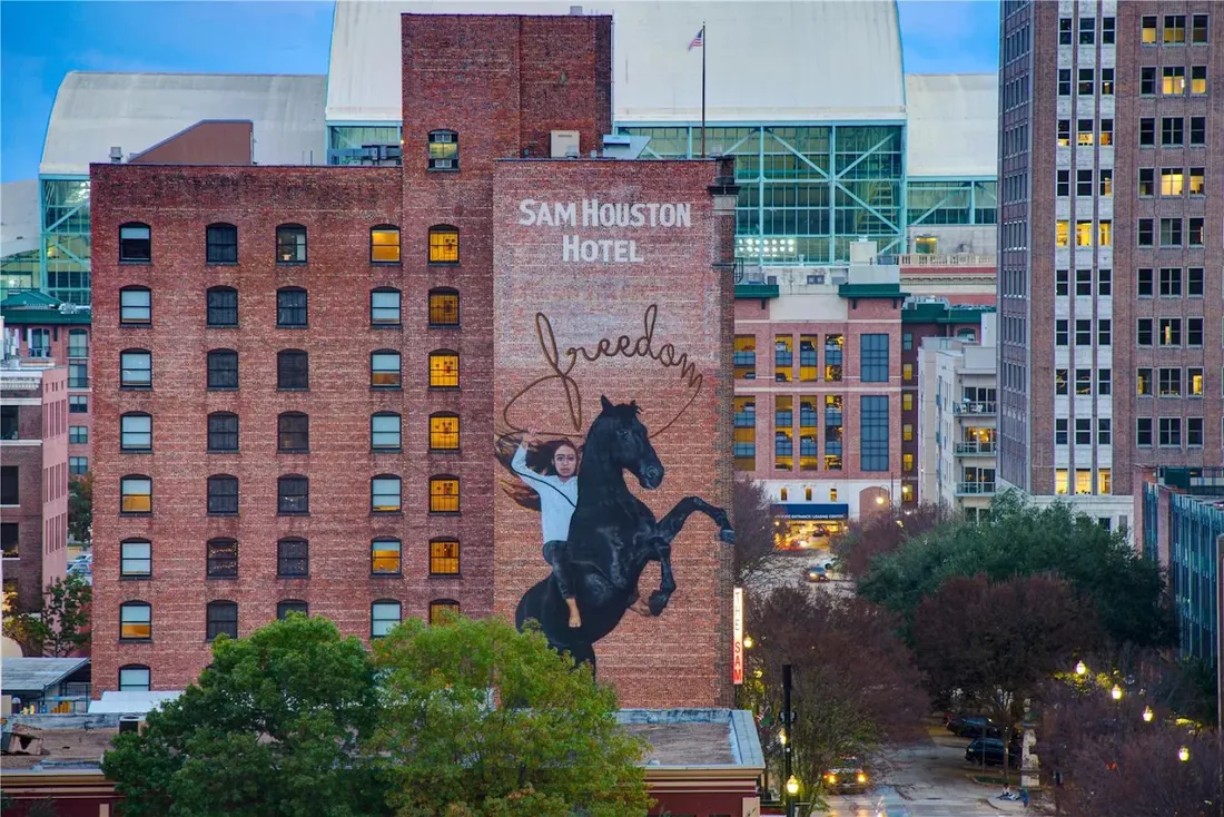The Sam Houston Hotel exterior in downtown Houston