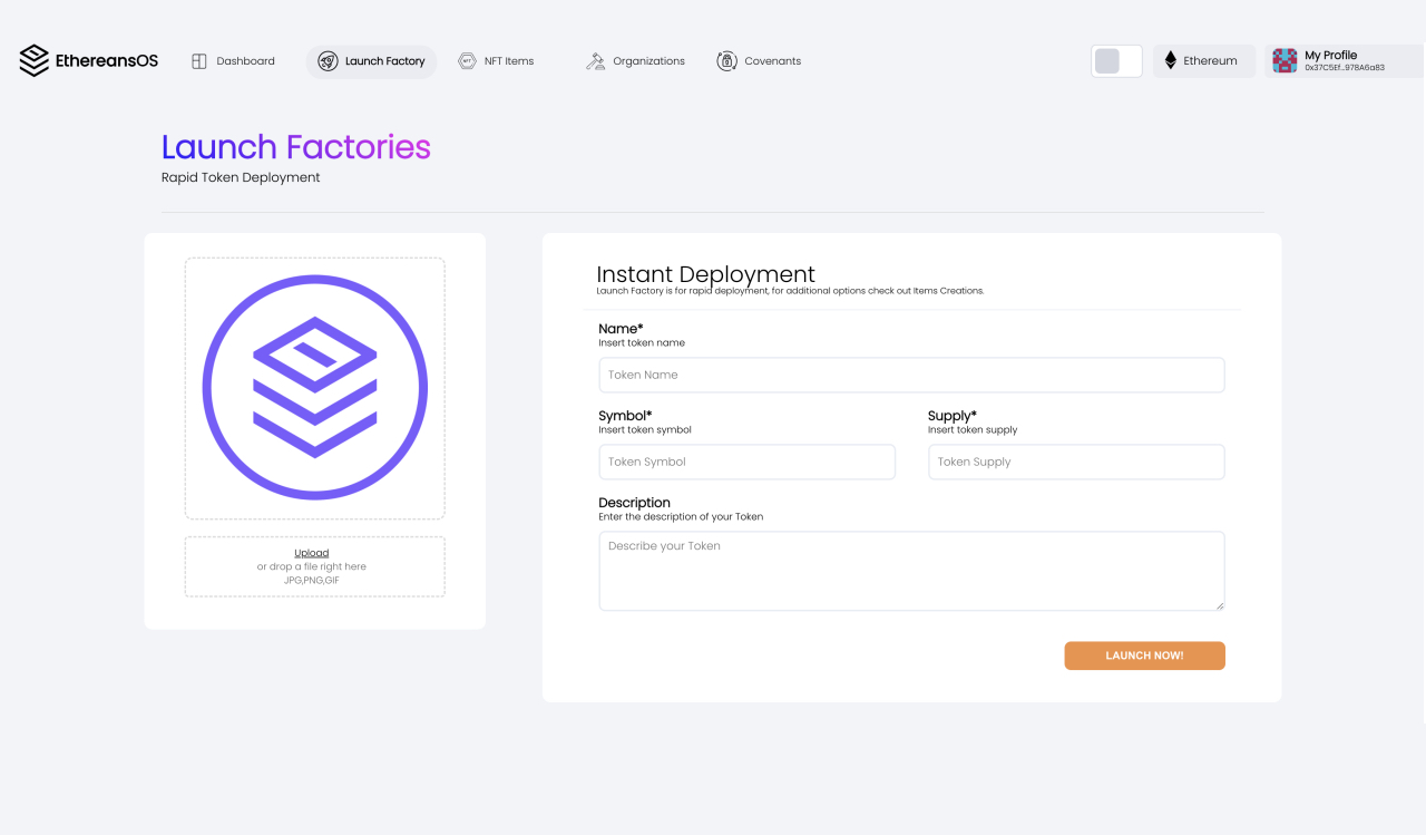 Launch Factory Mockup UI/UX Screen