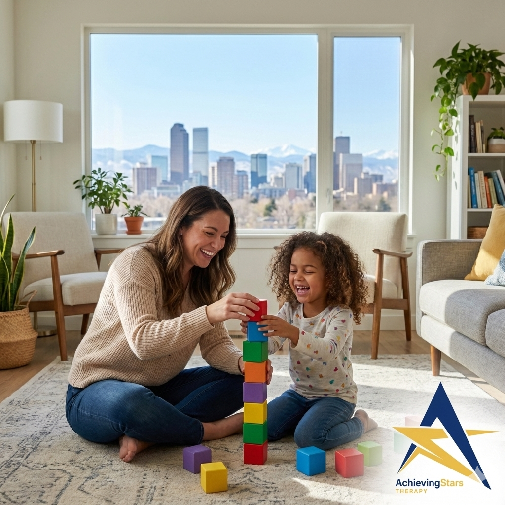 Autistic girl with BCBA having fun with puzzle