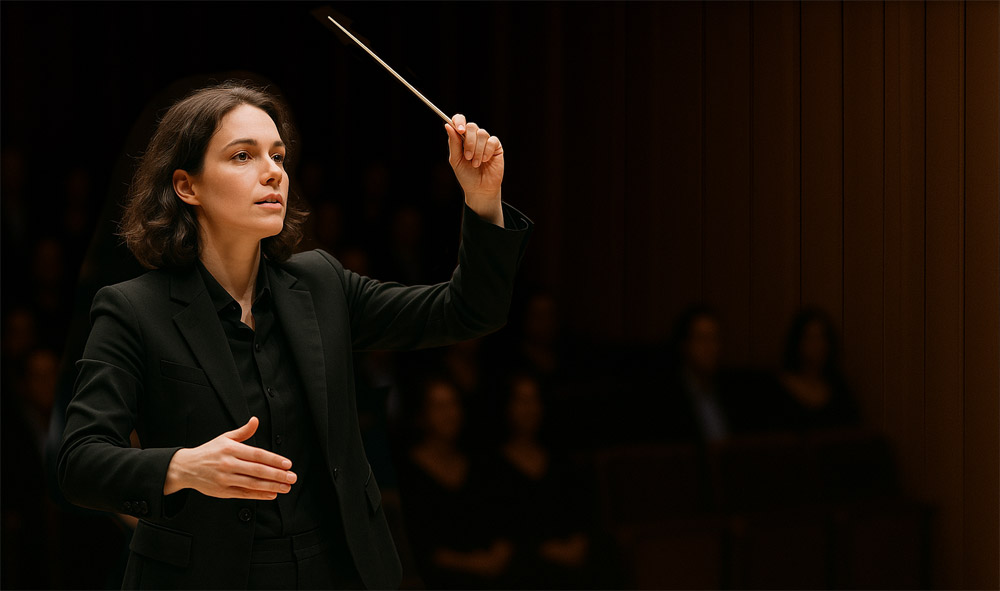 Conductor with orchestra
