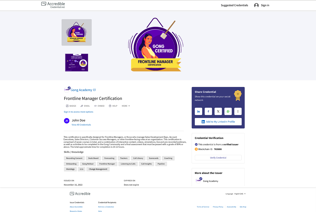 Non white label digital credential example