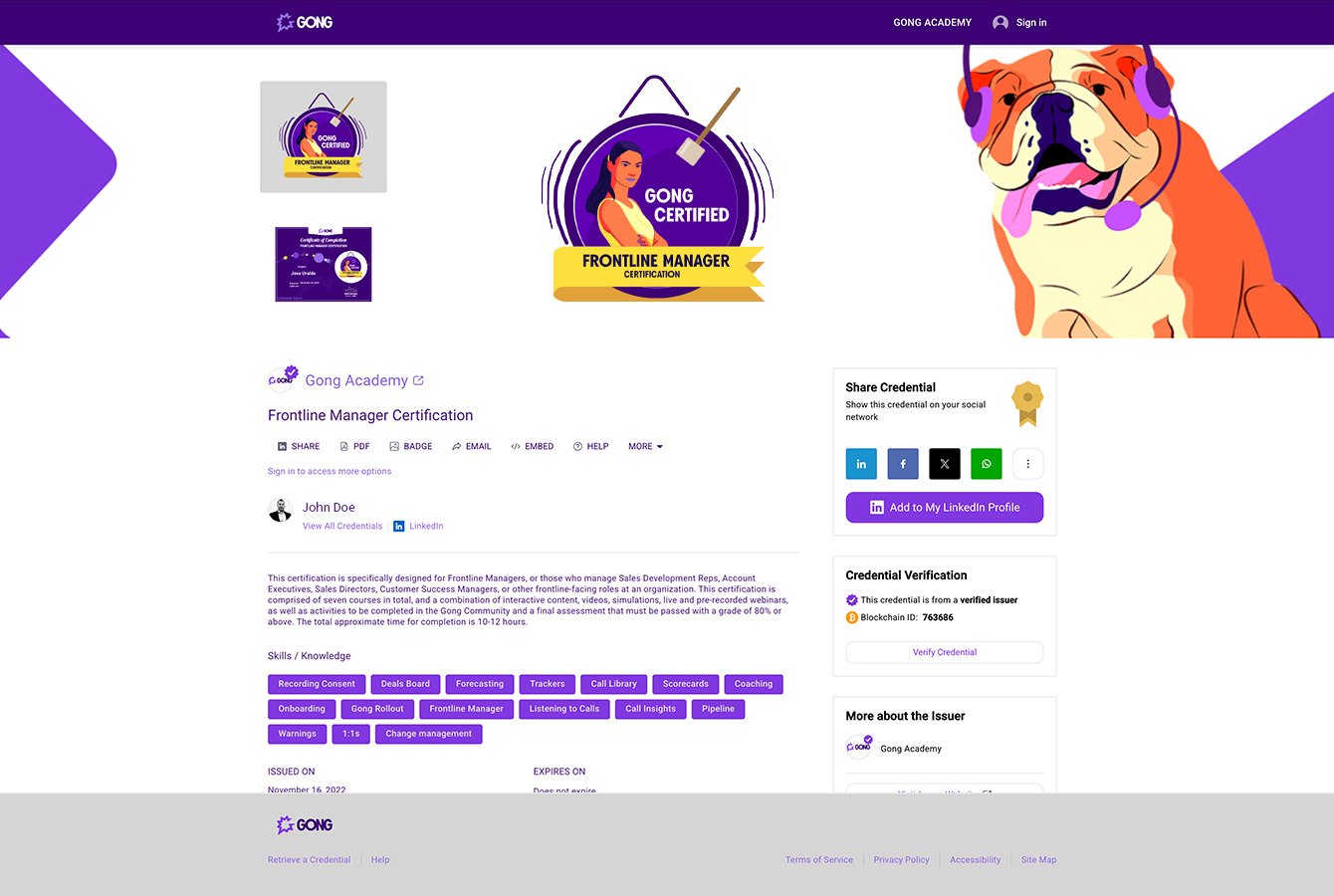 White label digital credential example